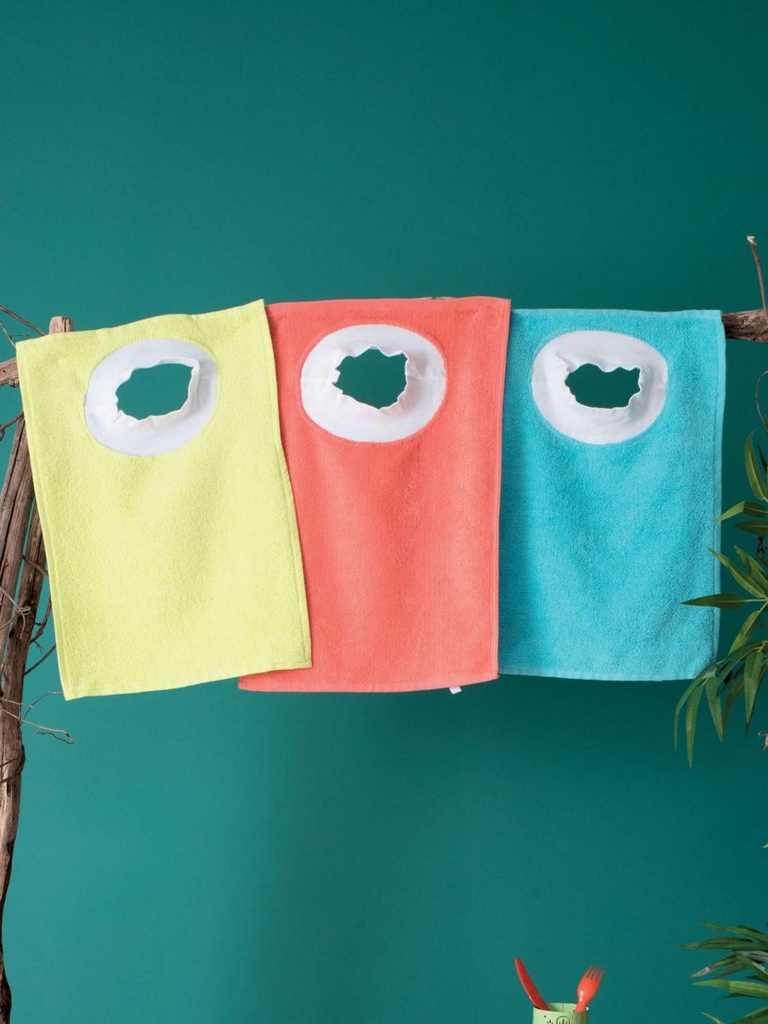 Bavoir à élastique en velours 35 x 50 cm, lot de 12