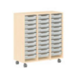 [5849] Meuble de rangement avec bacs plastiques, sur roulettes, H113cm (Blanc)