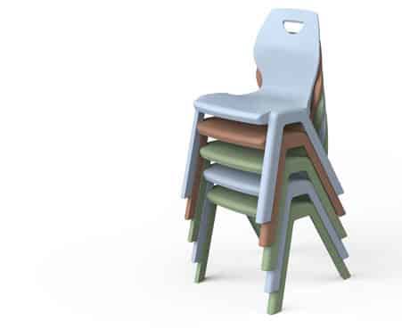 [7685] Chaise empilable en polypropylène pour garderies, crèches et écoles (Bleu, Taille 1)