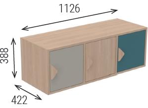 [8272] Meuble vestiaire 3 casiers alignés horizontalement K'Briol pour crèches et écoles (Blanc)