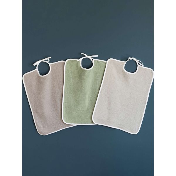 Bavoir à lacets uni en coton éponge – 30x40 cm ou 35x50 cm – lot de 10