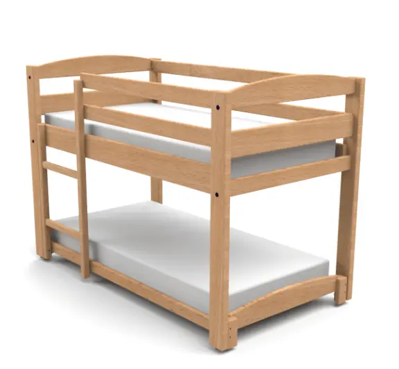 [7118] Ensemble lit superposé pour maternelle en bois massif (Bleu)