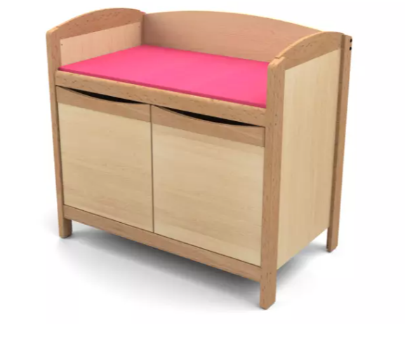 [9233] Meuble de change en hêtre avec matelas à langer (Bleu)