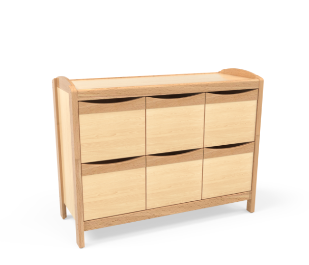 [9238] Meuble de rangement en bois pour espace accueil, hauteur 97 cm, coloris personnalisables (Jaune)
