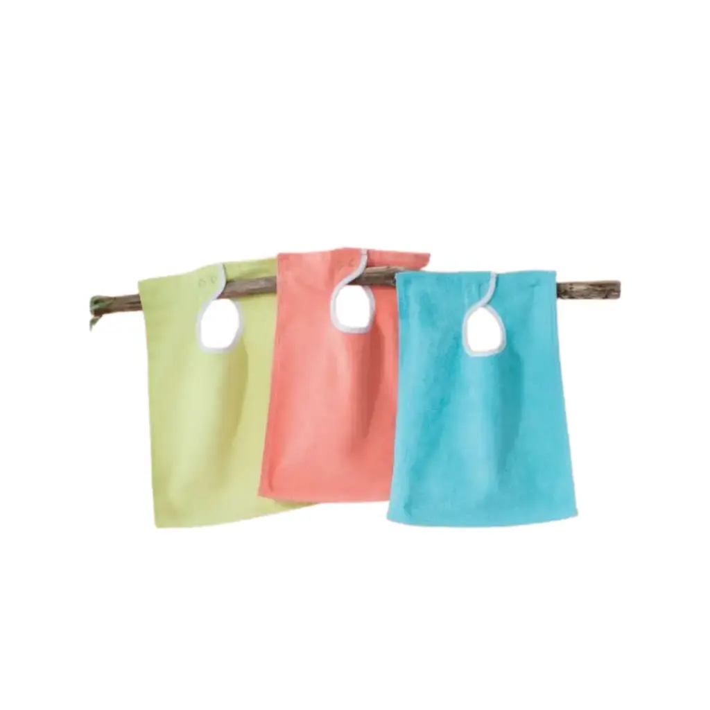 [9379] Bavoir en velours à pressions, lot de 6, 30x40cm (Corail)