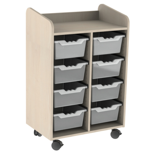 [9405] Meuble mobile 2 colonnes avec 8 bacs en polypropylène (Blanc)