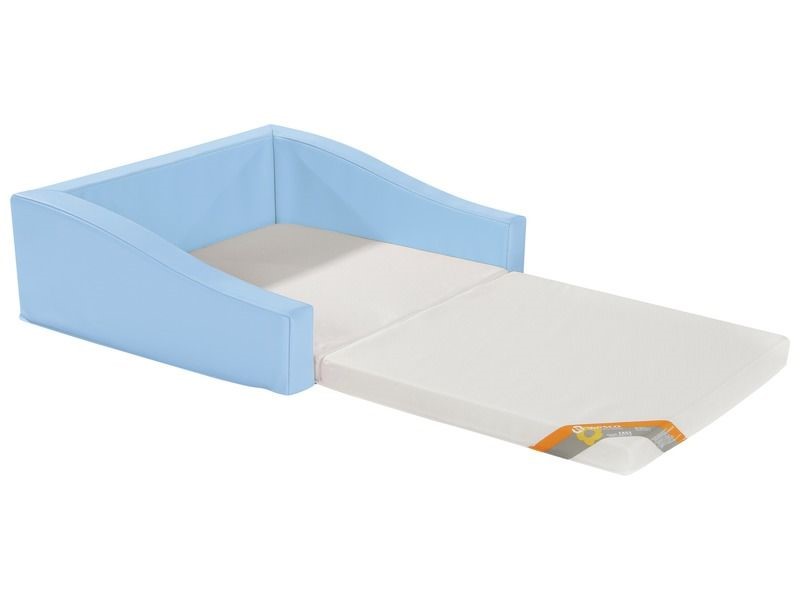 [9451] Lit en mousse avec demi-contour et matelas pliable (Bleu)