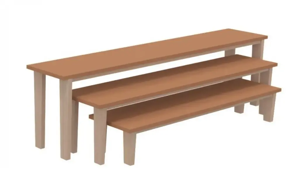Bancs gigognes K'Briol en bois de hêtre avec finition vernie, t0, t2, t4 (Blanc)