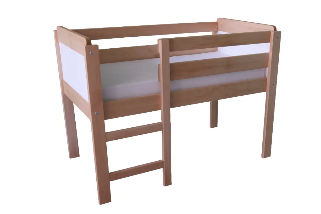 Lit de maternelle haut Marmotte, avec matelas (Blanc)