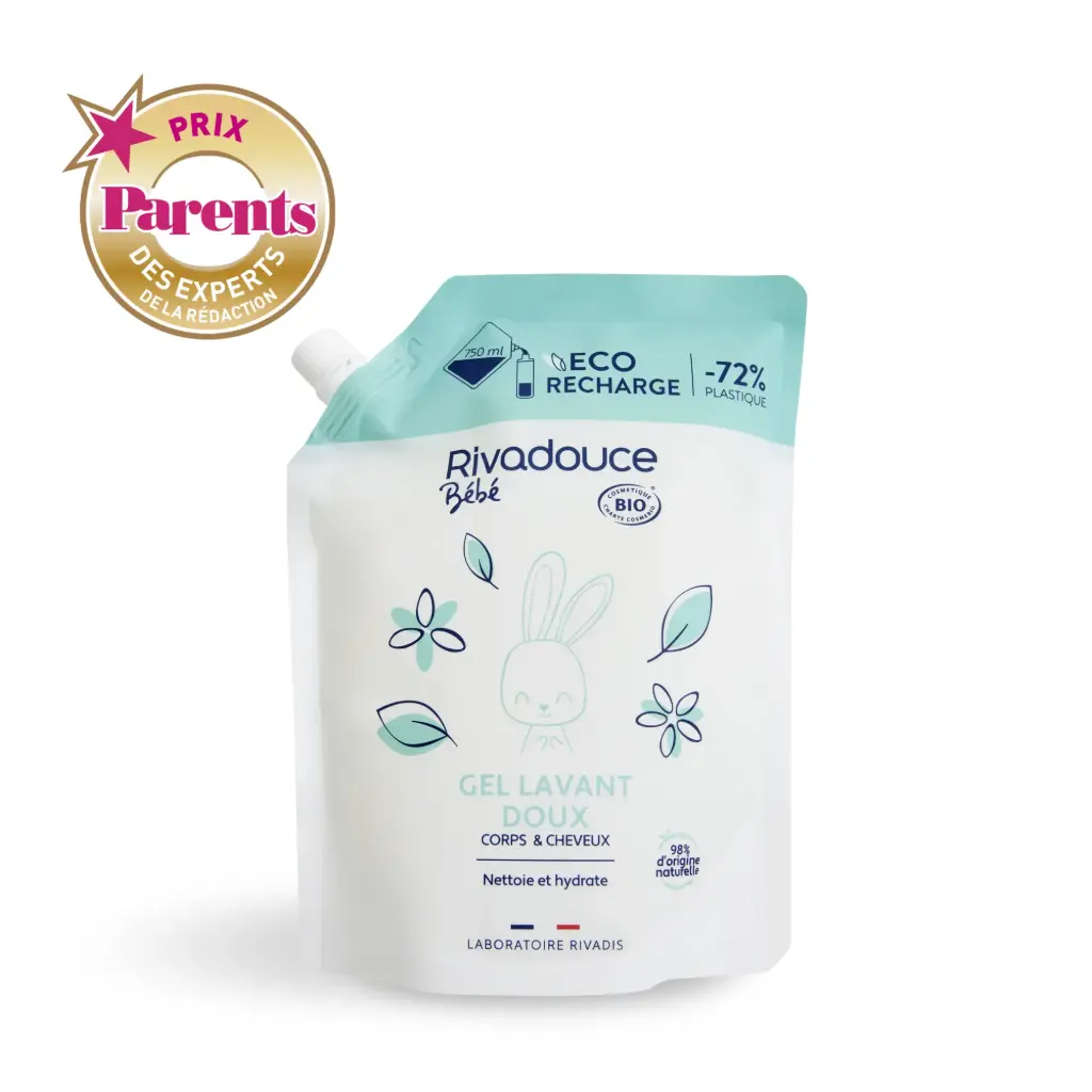 Éco-recharge Gel doux lavant Rivadouce Bébé cert Bio -750ml