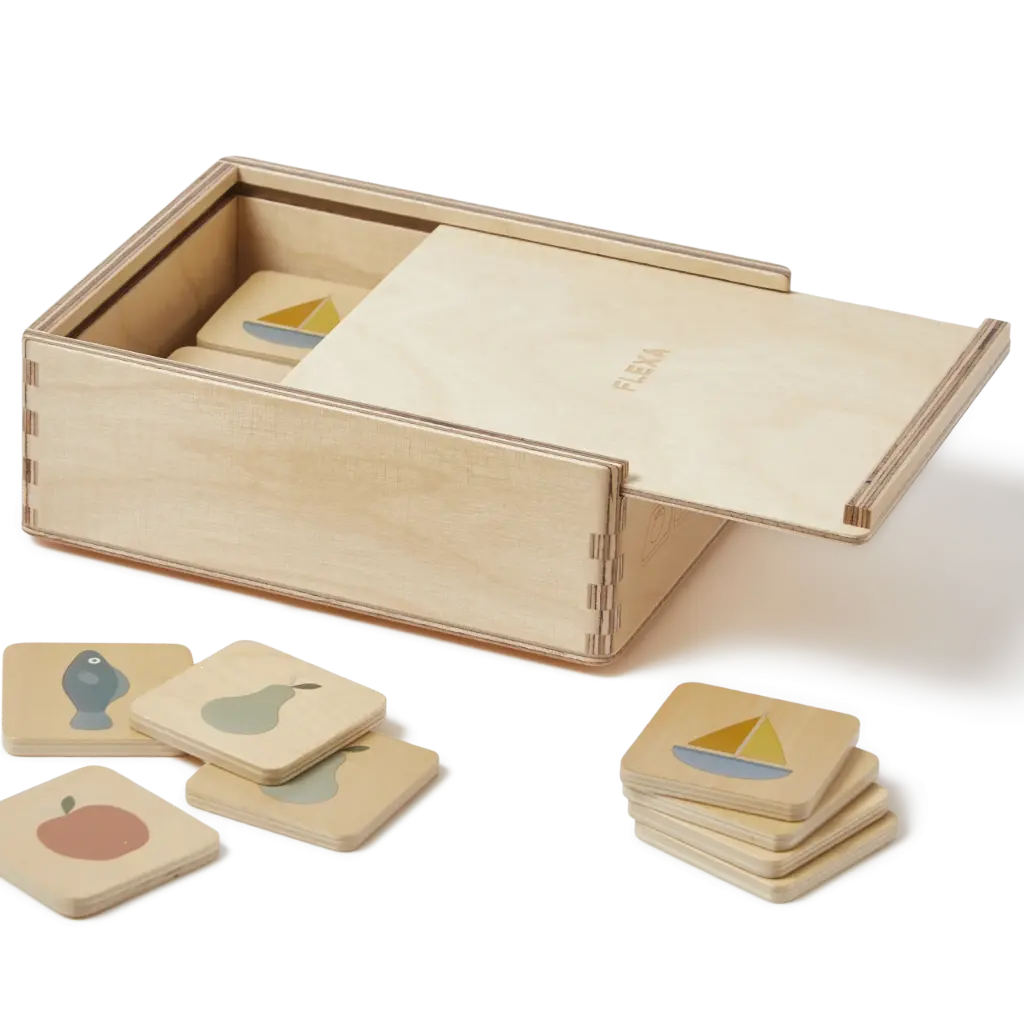 Jeu de Memory en bois – 36 pièces (18 paires)