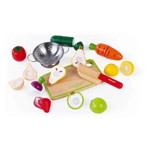 [0723] Dinette en bois - fruits et légumes à découper