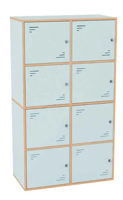 Casier de rangement 8 cases – Mélamine avec finition contreplaqué – 90x45x158 cm (Blanc)