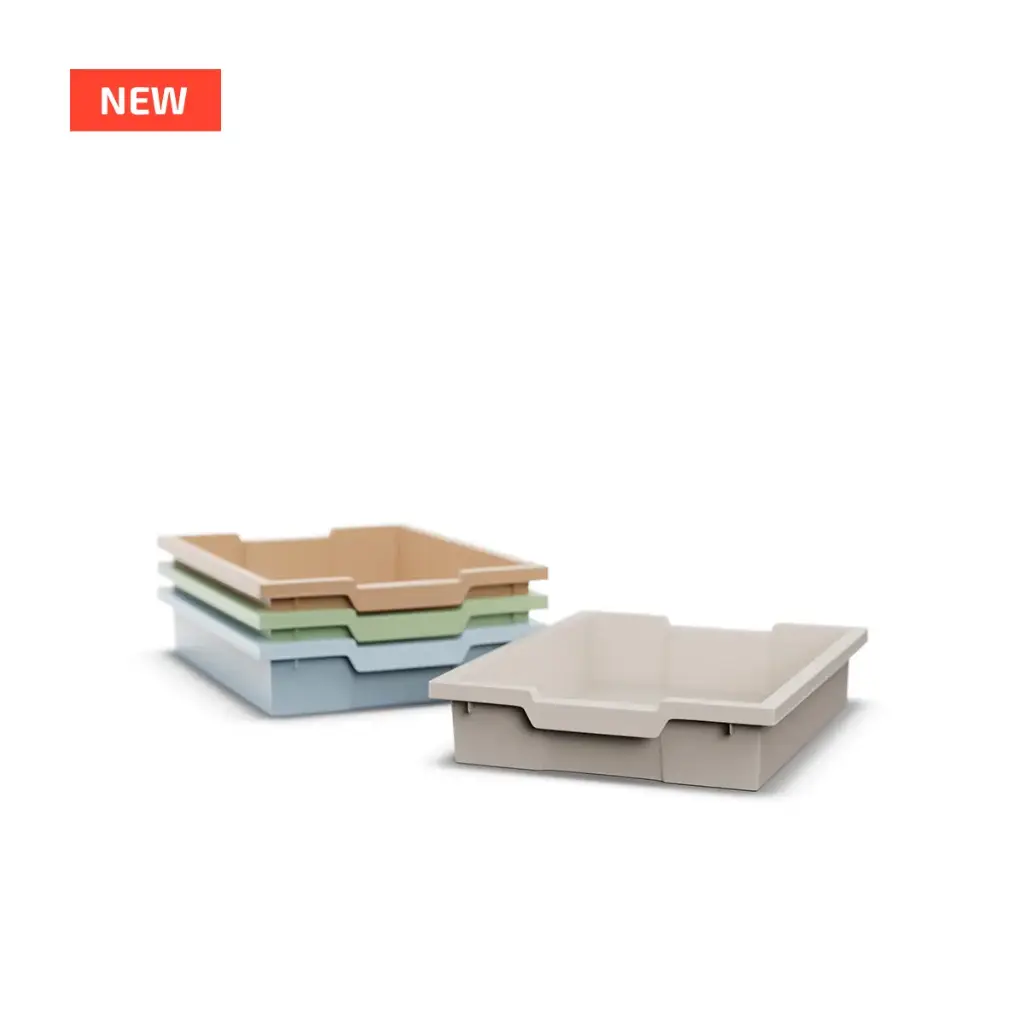 Bac de rangement en plastique renforcé petit format – Lot de 7 (Bleu)