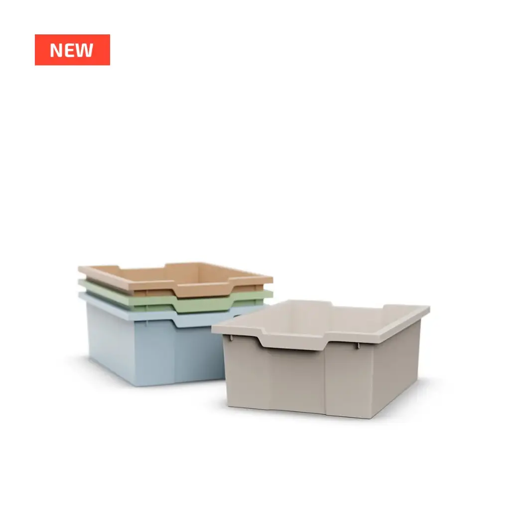 Bac de rangement en plastique renforcé grand format – Lot de 4 (Bleu)