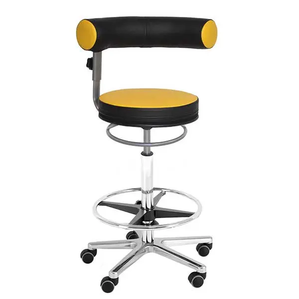 [27391] Tabouret assis debout MERLN avec repose pieds, hauteur 63 cm à 89 cm (Beige)