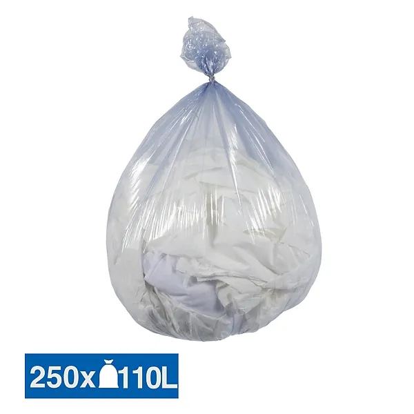 [S202601126] Sac poubelle PEBD recyclé 110L avec lien de fermeture, lot de 250