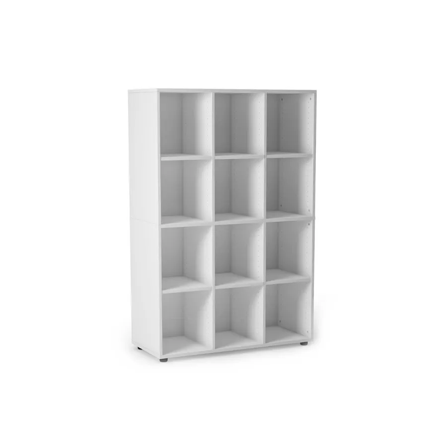 [S260127] Meuble de rangement ELSA à 12 casiers individuels, blanc ou hêtre (Blanc)