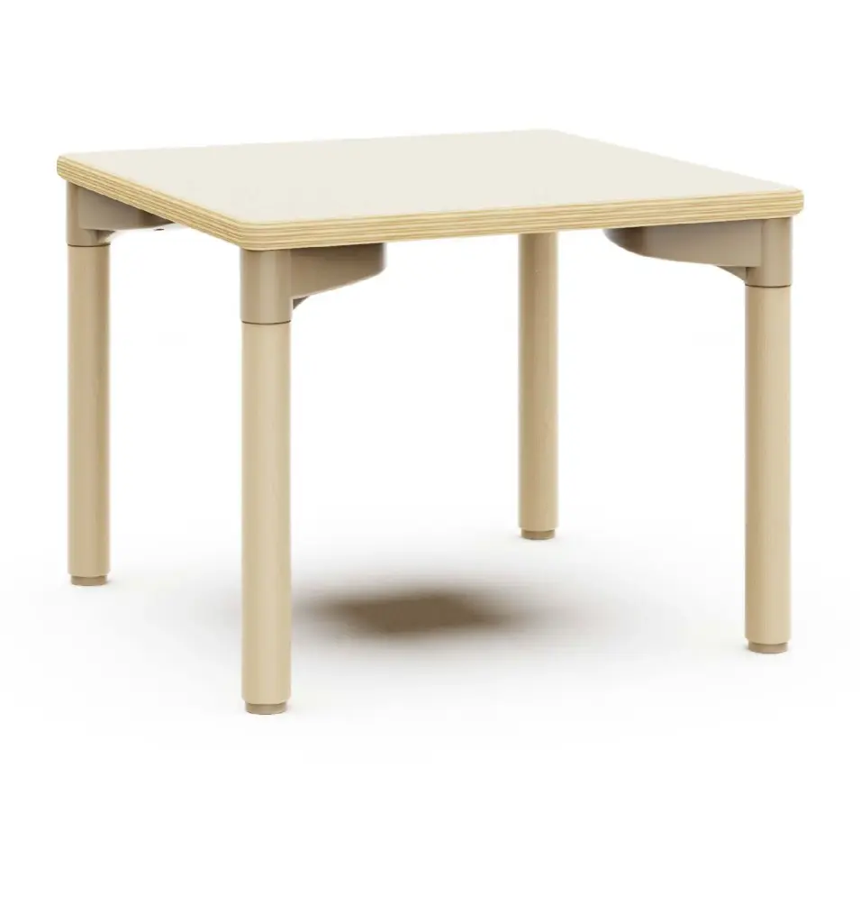 Table carrée OLMO pour crèche et maternelle, 60 cm, tailles 1 à 3 (Taille 1, Blanc)