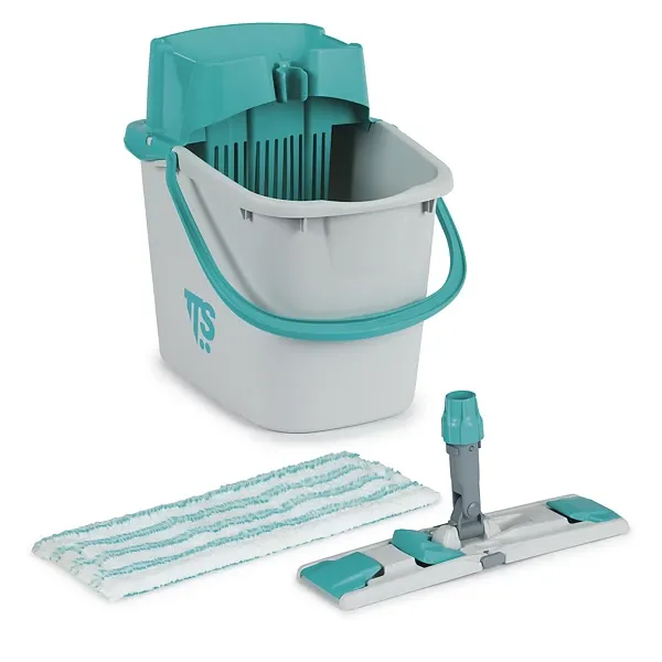 [S260318] Kit de nettoyage professionnel seau 14L et frange 35 cm - Gris / bleu