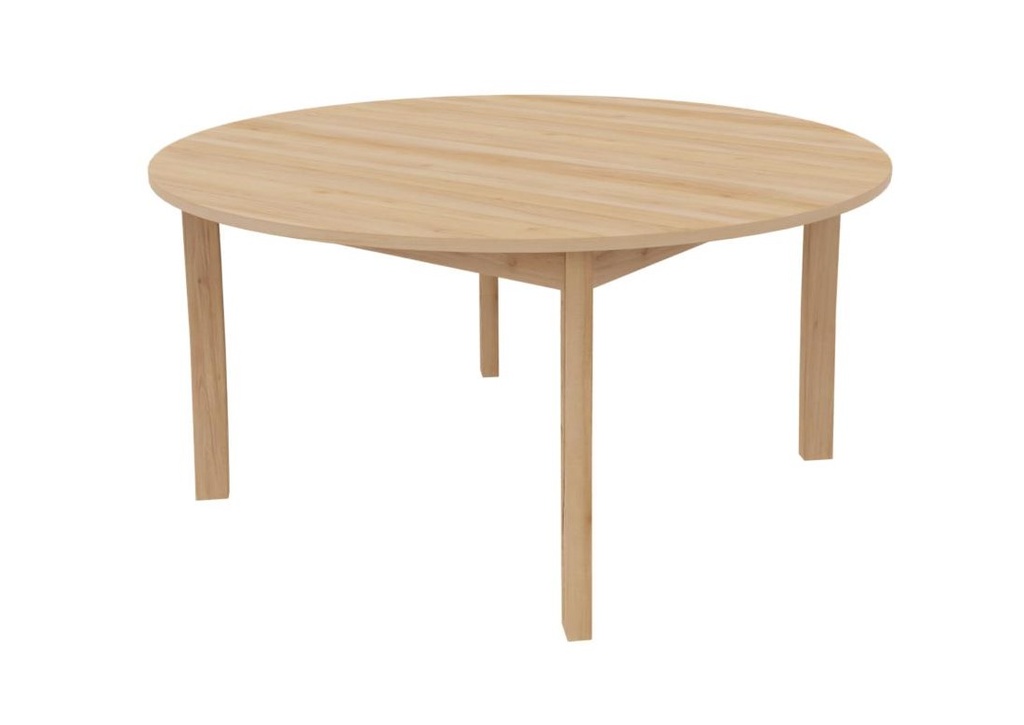 Table de crèche et maternelle ronde K'Briol Ø120 en bois de hêtre avec finition vernie, taille 00 à 4