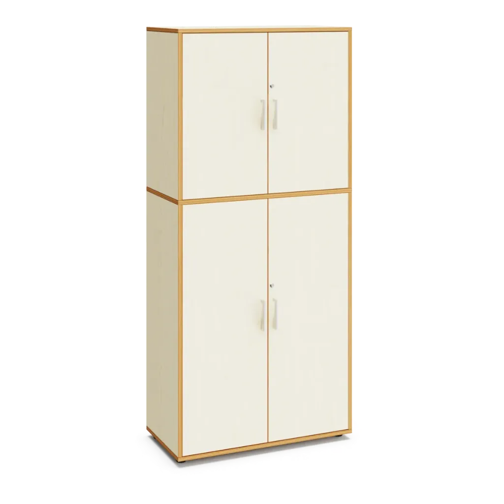 [S101311] Armoire à clé Rosie pour crèche et école caisson de couleur hêtre, Hauteur 2m (Blanc)