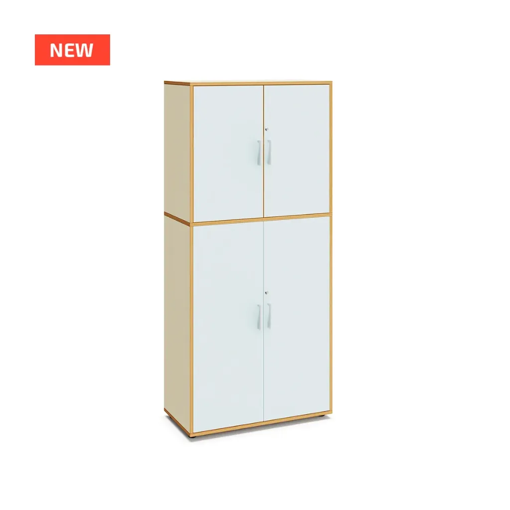 [S101311] Armoire à clé Rosie pour crèche et école caisson de couleur hêtre, Hauteur 2m (Blanc)