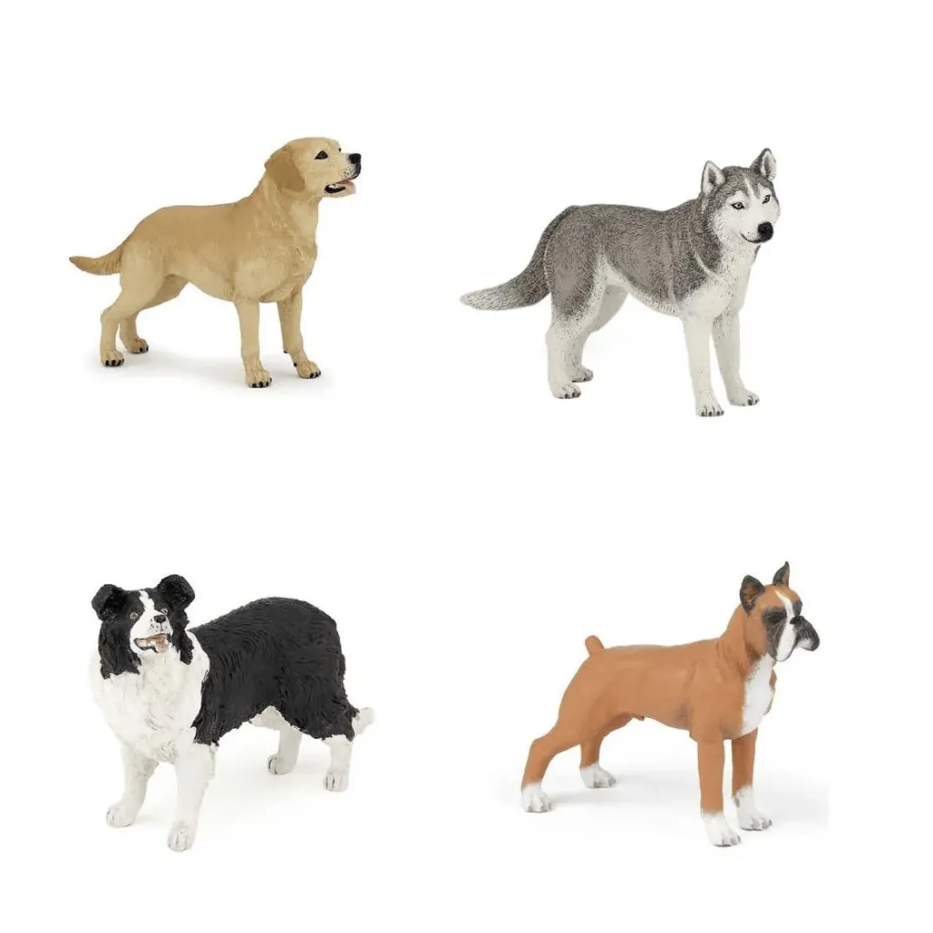 LOT VERT - LOT DE 4 FIGURINES - CHIENS DECOLLECTION - 10 MOIS ET PLUS