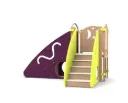Structure de jeu colorée "mini escapade" en angle avec toboggan intégré