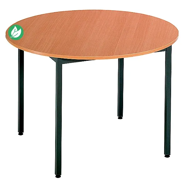 [MOB27158] Table Ronde diam. 110 cm - Plateau Hêtre et pieds Gris foncé