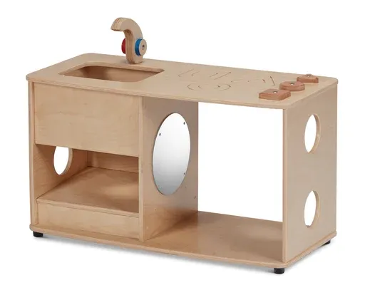 [PMOB8693] Cuisine d'activités dès 6 mois avec évier et robinet en bois