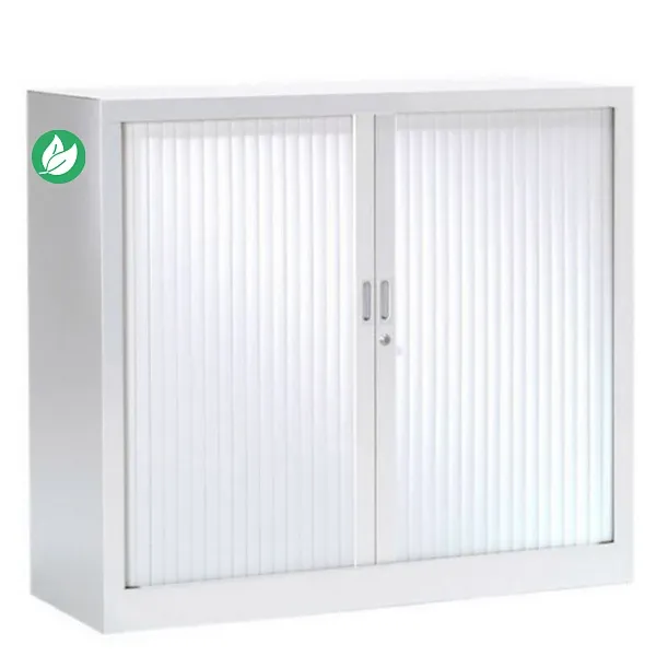 [M59639-00J] Armoire à rideaux métal monobloc Généric - H.100 x L.100 cm - Corps Blanc - Rideaux Blanc