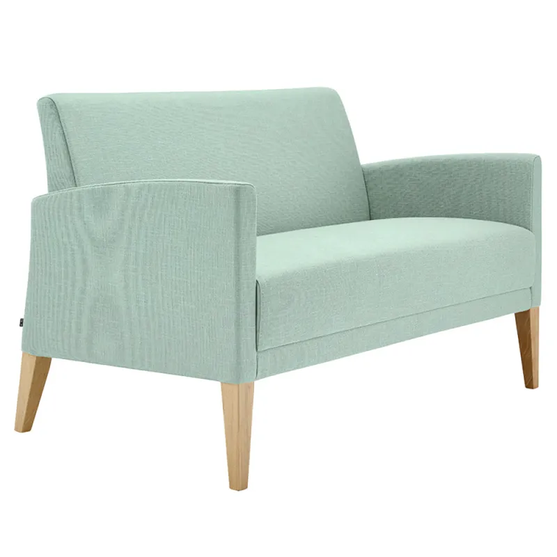 Banquette 2 places en tissu enduit piètement bois - L120xP71xH78 cm