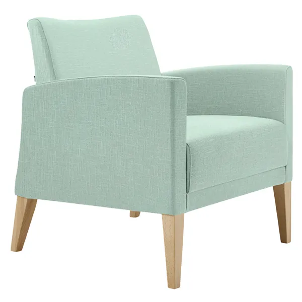 Fauteuil en tissu enduit piètement bois - L68xP71xH78cm