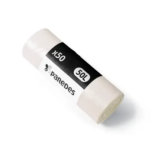[H802026] Sacs poubelle 50L PEHD transparent 14µ lien classique, 10 rouleaux de 50 sacs