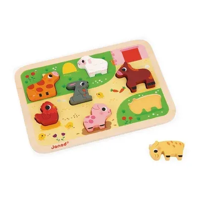 [JJ5832] Puzzle en bois Ferme – 7 pièces, dès 18 mois