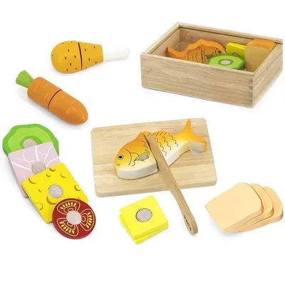 [JJ5523] Set d'aliments en bois à découper – Dès 18 mois