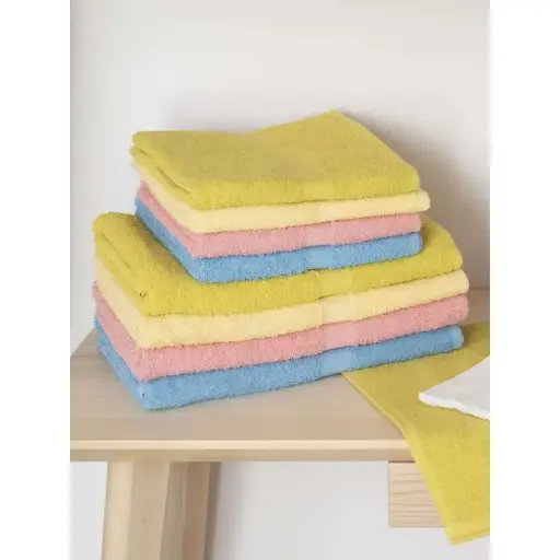 Lot de 6 serviettes éponges 100% coton 50x100cm, couleurs variées