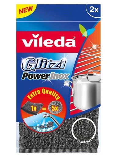[2173] Powerinox éponge double-face acier inoxydable, sachet de 2