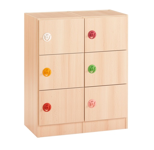 [2257] Meuble de rangement à 6 cases avec portes, 2 colonnes, 781x422x1130mm