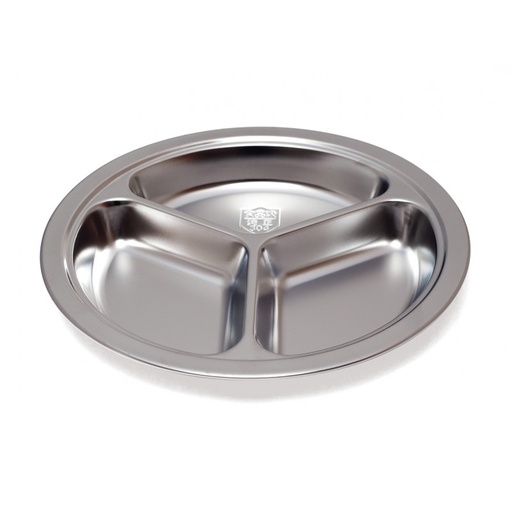 [2329_LOT] Assiette à 3 compartiments en inox pour restauration collective, lot de 6