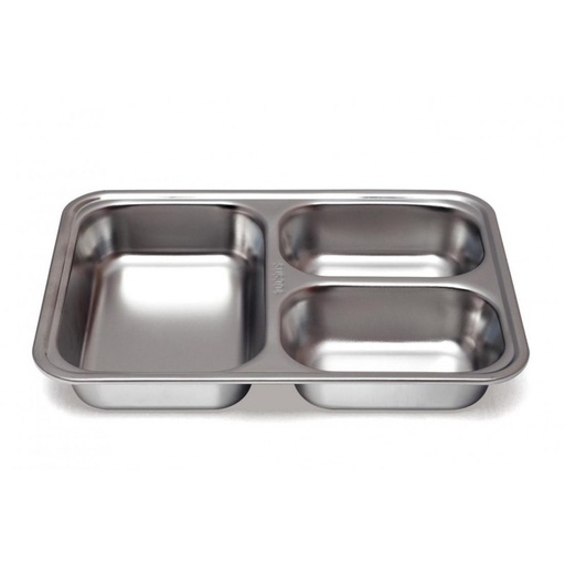 [2334_LOT] Plateau compartimenté en inox, 3 sections profondes, lot de 6