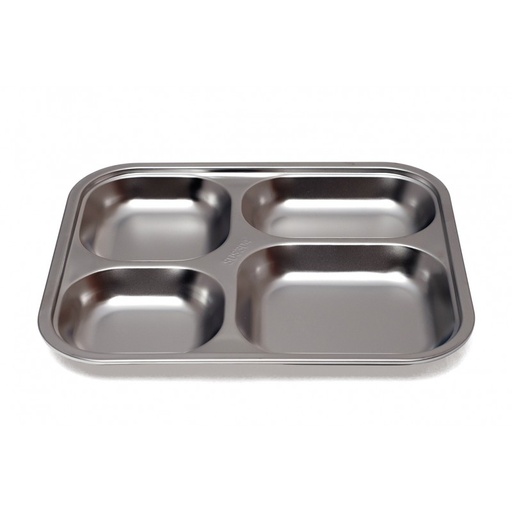 [1299_LOT] Plateau compartimenté en inox avec 4 sections, lot de 6