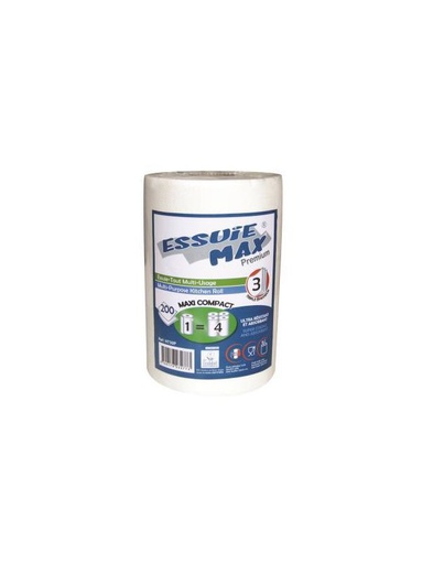 [2604] Essuie-tout blanc MAXI format 200 feuilles, triple épaisseur