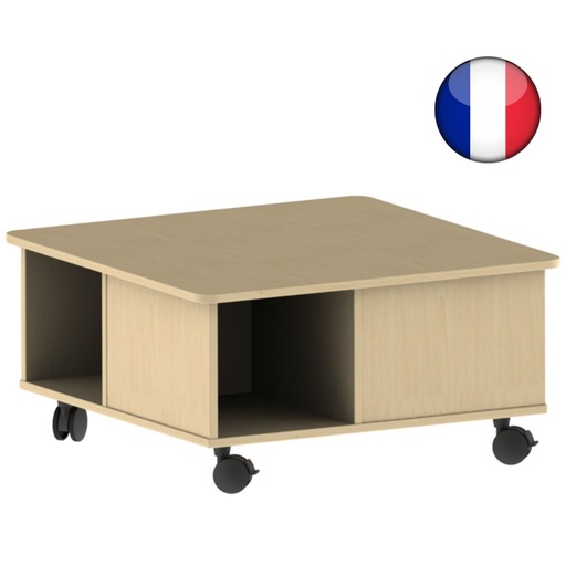 [3076] Table d'activités pour crèches avec roulettes et rangement intégré