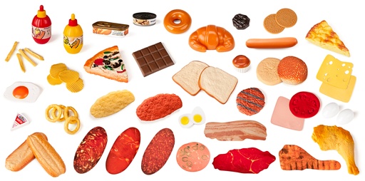 [3307] Accessoires de jeu de dînette - Sandwichs et sauces, 52 pièces