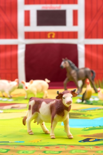 [3419] Malle de rangement en tissu sur le thème de la ferme pour enfants