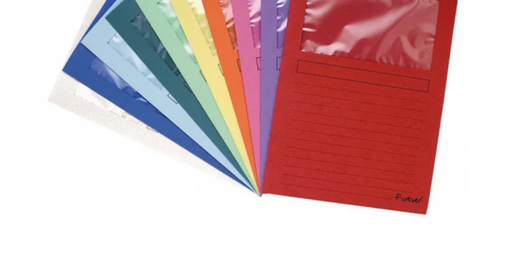[3444] Chemises à fenêtre A4 en carton recyclé, couleurs assorties