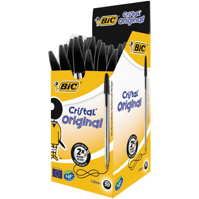 Stylo bille à capuchon, pointe moyenne 1 mm, lot de 50