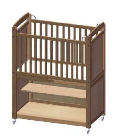 Lit de crèche à barreaux avec rangement intégré et roulettes, 120x60 cm